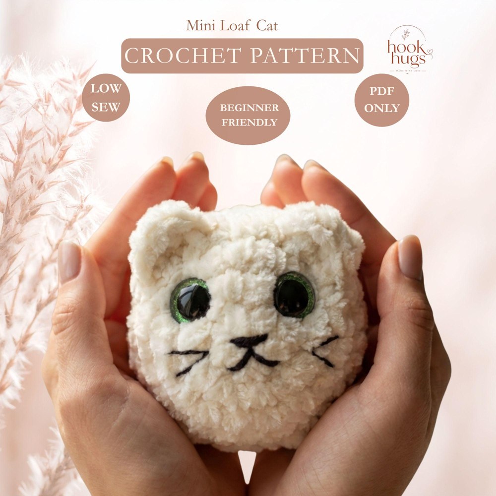 Mini Loaf Cat Amigurumi Crochet Pattern PDF, Beginner-Friendly Plush, US Terms