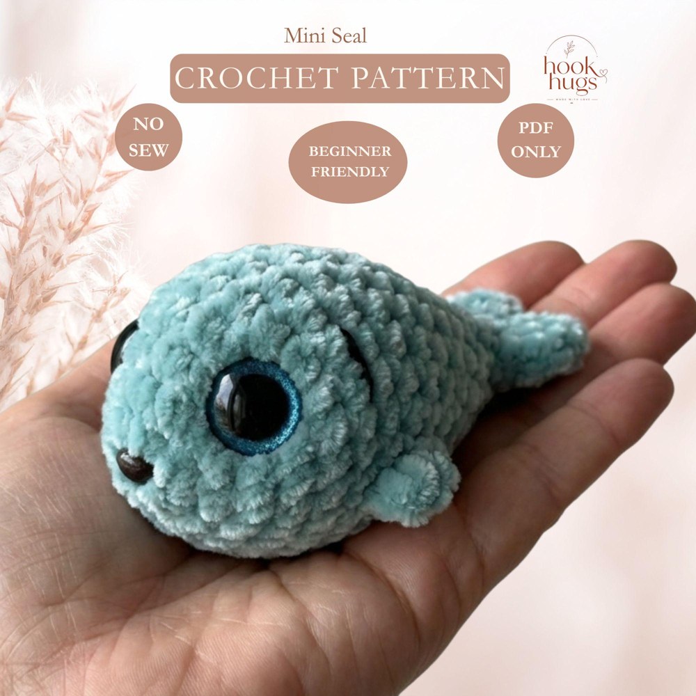 Mini Seal Amigurumi Crochet Pattern PDF | No-Sew Plush | Beginner Friendly | Instant Download