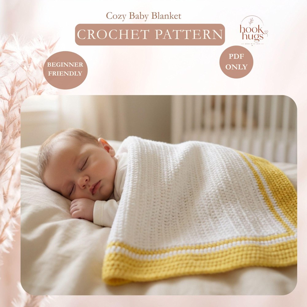 Easy Baby Blanket Crochet Pattern PDF, Beginner-Friendly Cozy Nursery Throw, Simple Modern Design