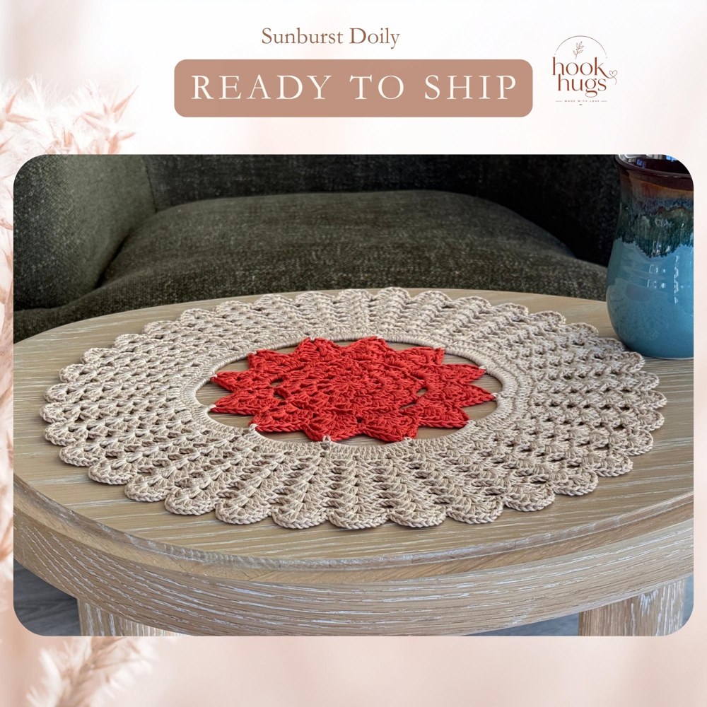 Handmade Crochet Doily, Round Table Centerpiece, Coffee Table Decor, Lace Table Mat, Boho Home Decor, Housewarming Gift